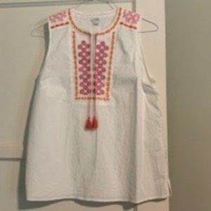 J Crew Embroidered Sleeveless Top  - Size Large